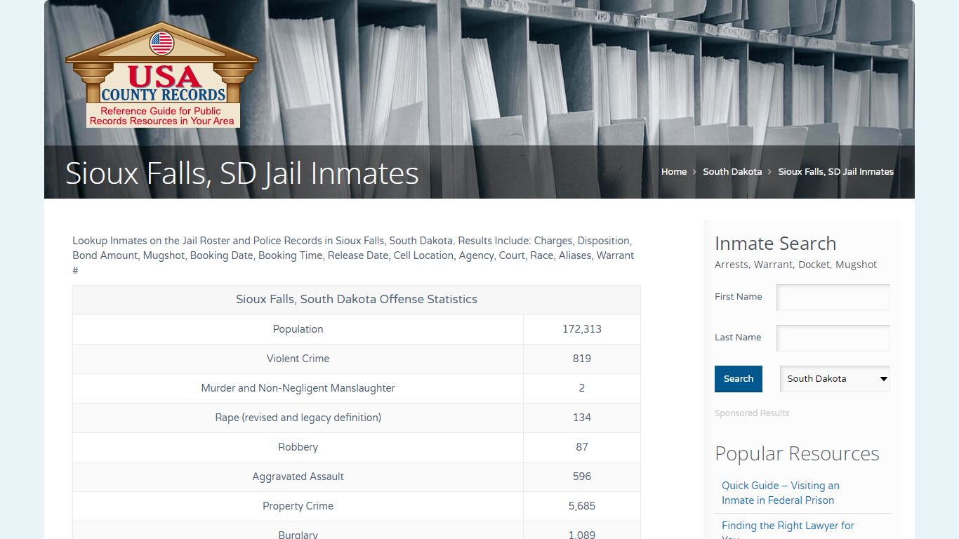Sioux Falls, SD Jail Inmates | Name Search